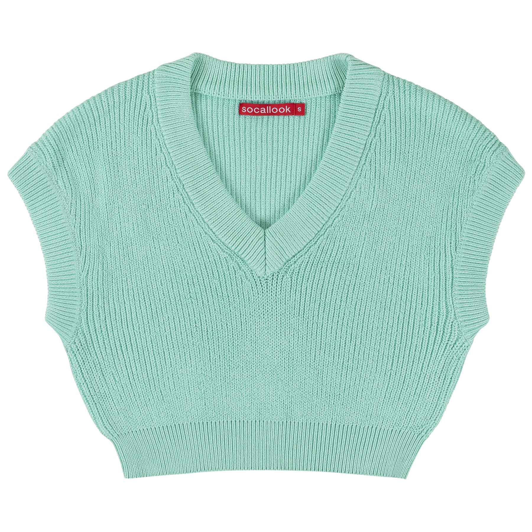 Socal Look Women's Sleeveless V-Neck Crop Top in Stretchable Viscose