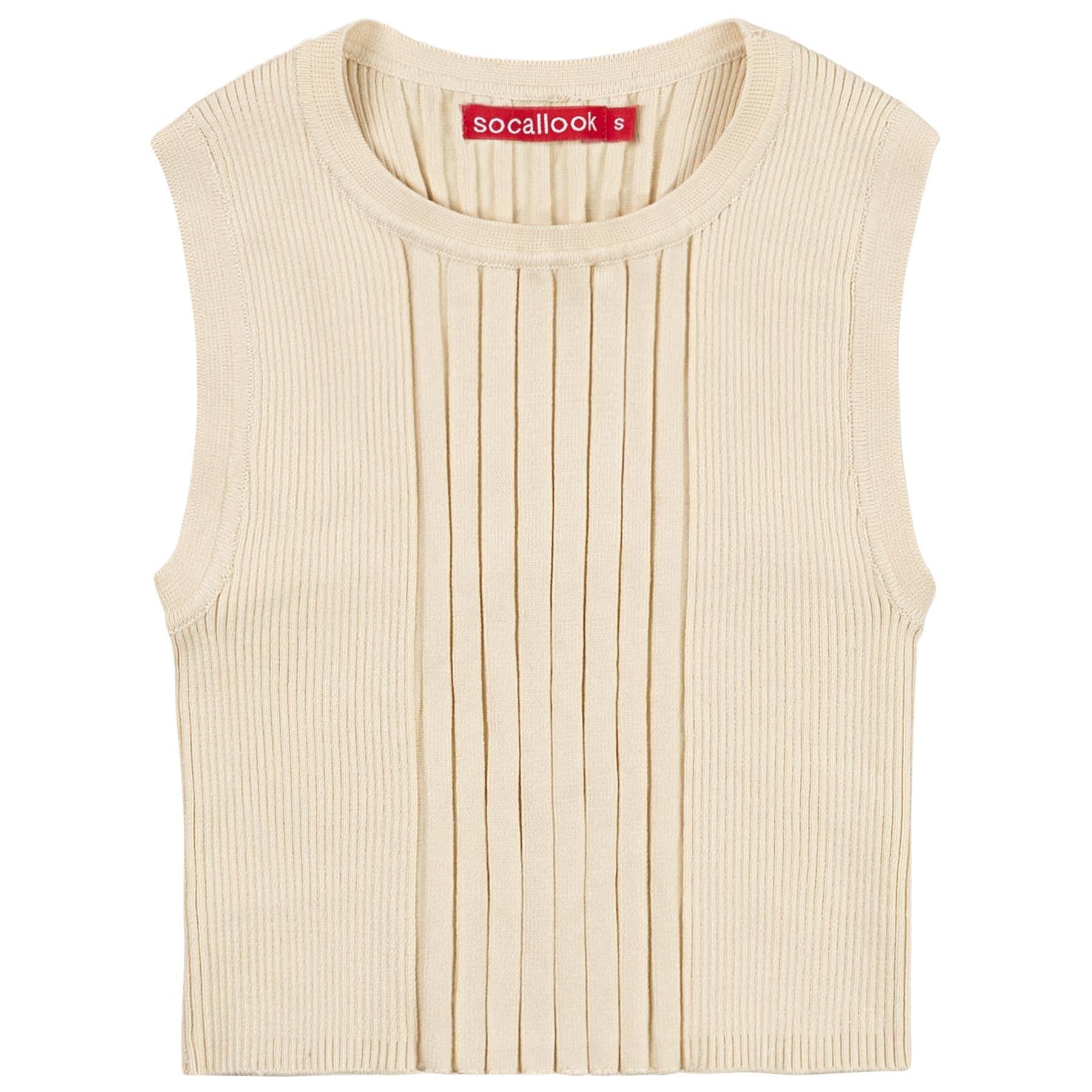 Socal Look Women’s Ribbed Knit Sleeveless Crop Tank Top