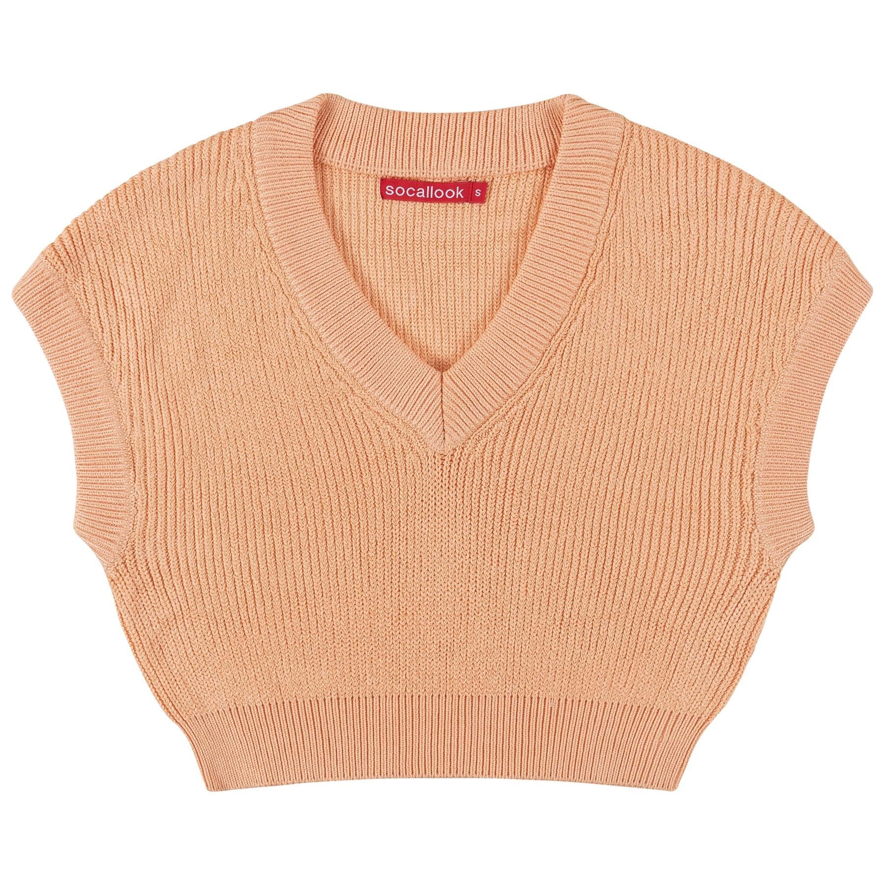 Socal Look Women's Sleeveless V-Neck Crop Top in Stretchable Viscose