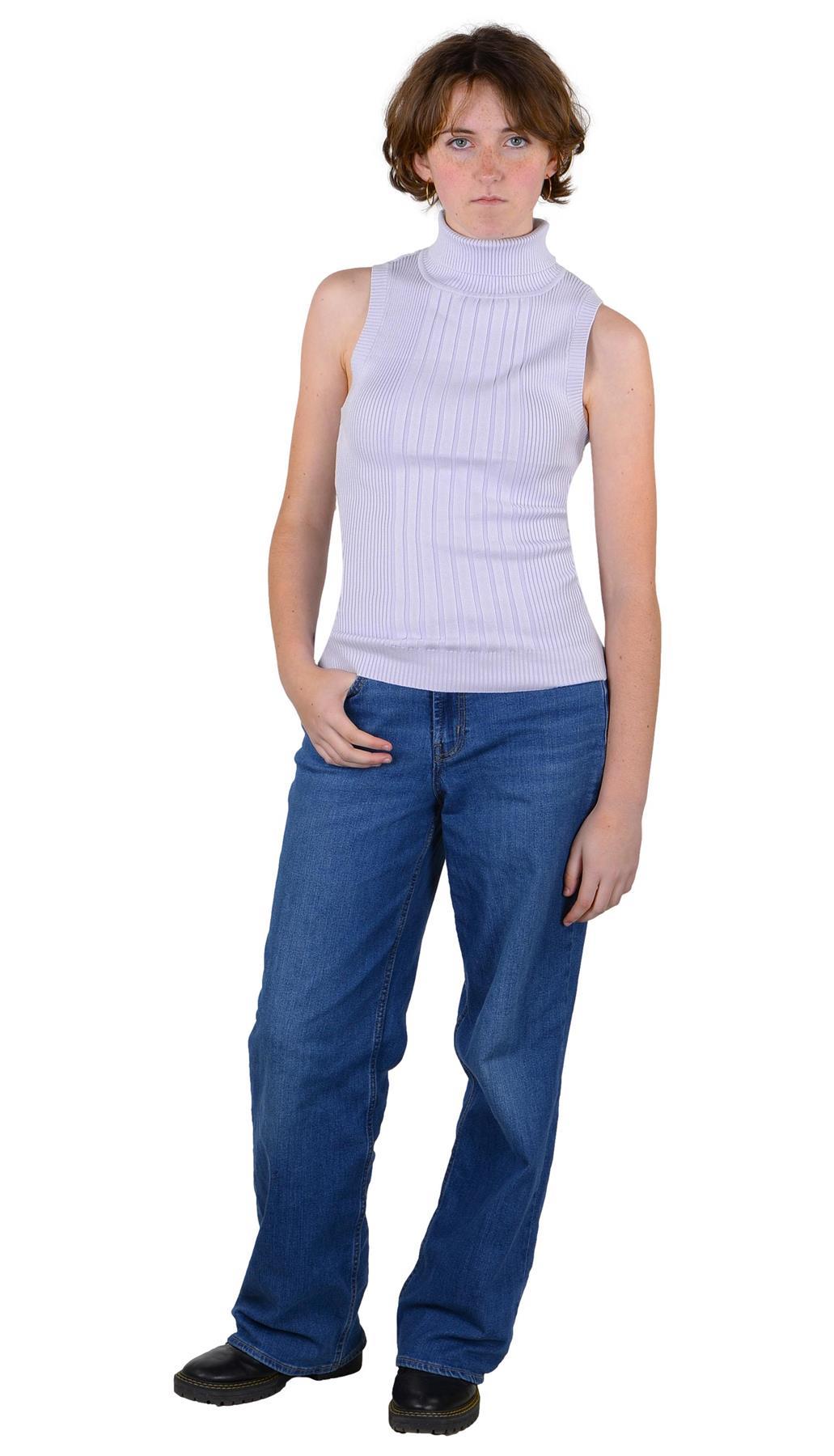 Socal Look Ribbed Women’s Sleeveless Turtleneck Top Y2K Cute