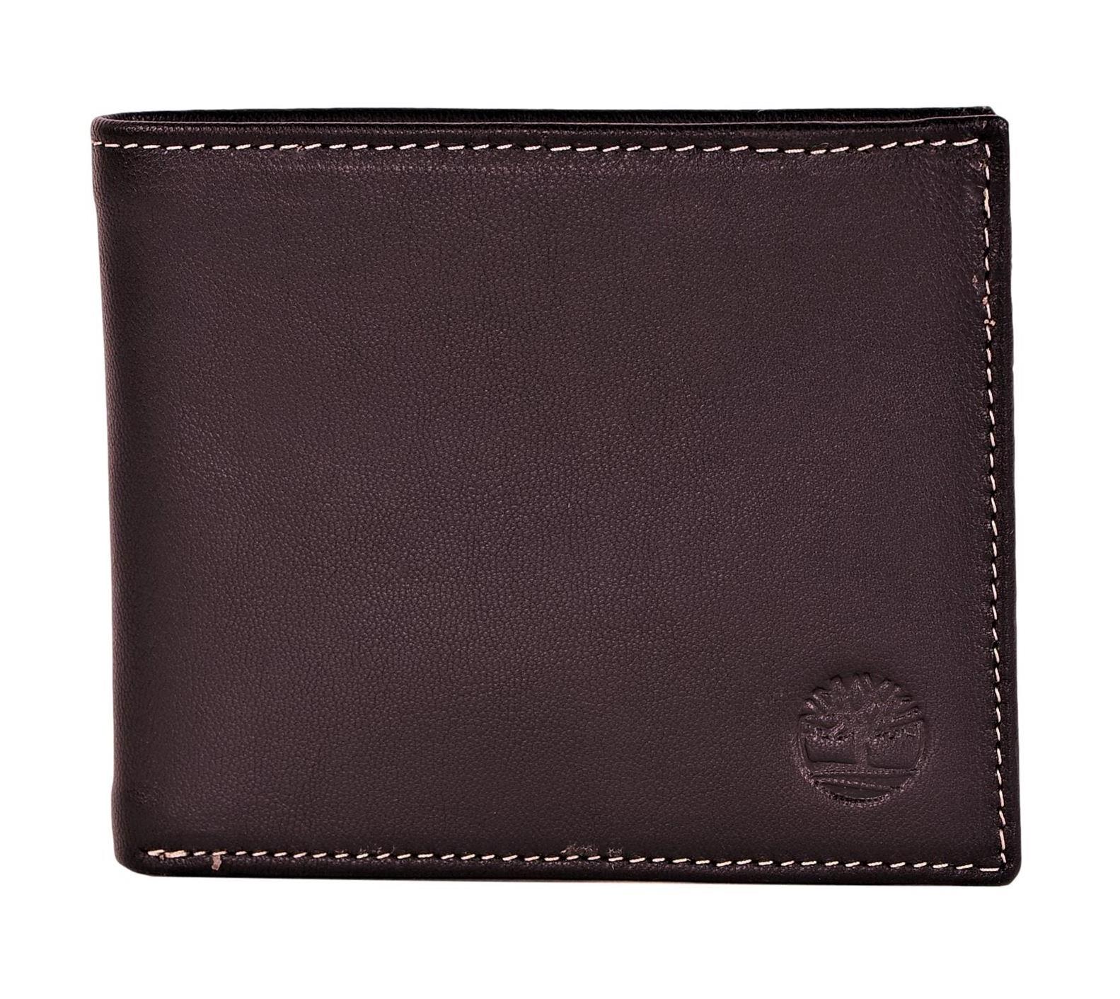 Timberland Men's Genuine Leather Bifold Passcase Wallet with Flip ID Pocket