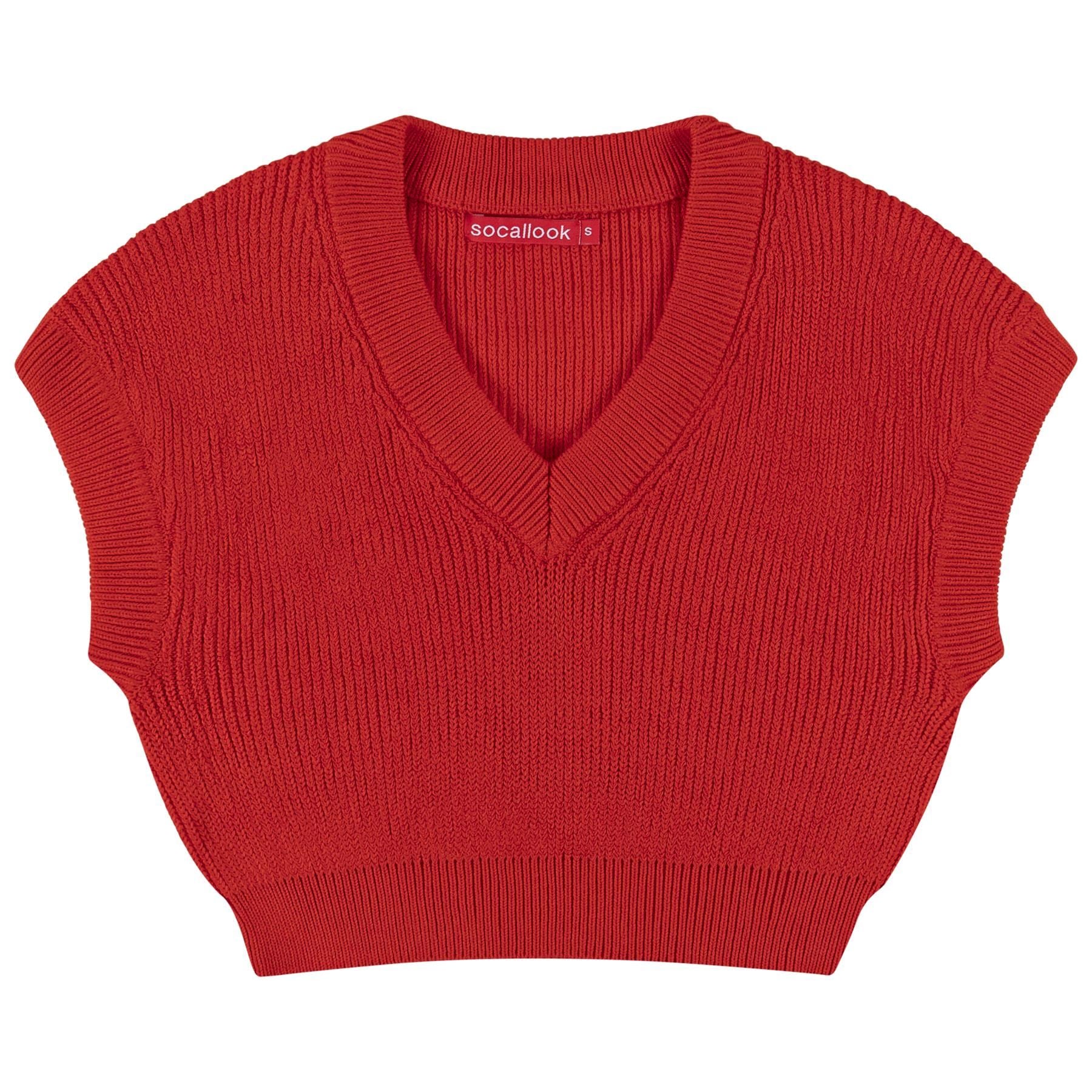 Socal Look Women's Sleeveless V-Neck Crop Top in Stretchable Viscose