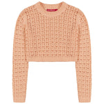 SOCAL LOOK Women’s Crochet Cotton Crop Top Long Sleeve Crew Neck