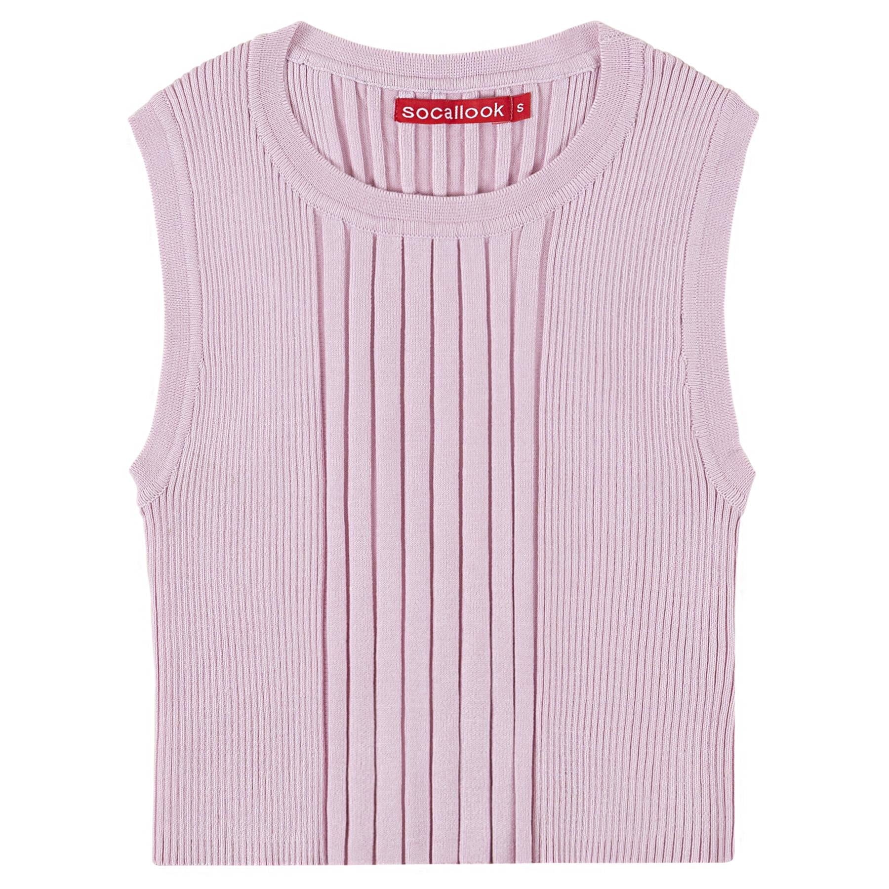 Socal Look Women’s Ribbed Knit Sleeveless Crop Tank Top