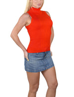 Socal Look Ribbed Women’s Sleeveless Turtleneck Top Y2K Cute