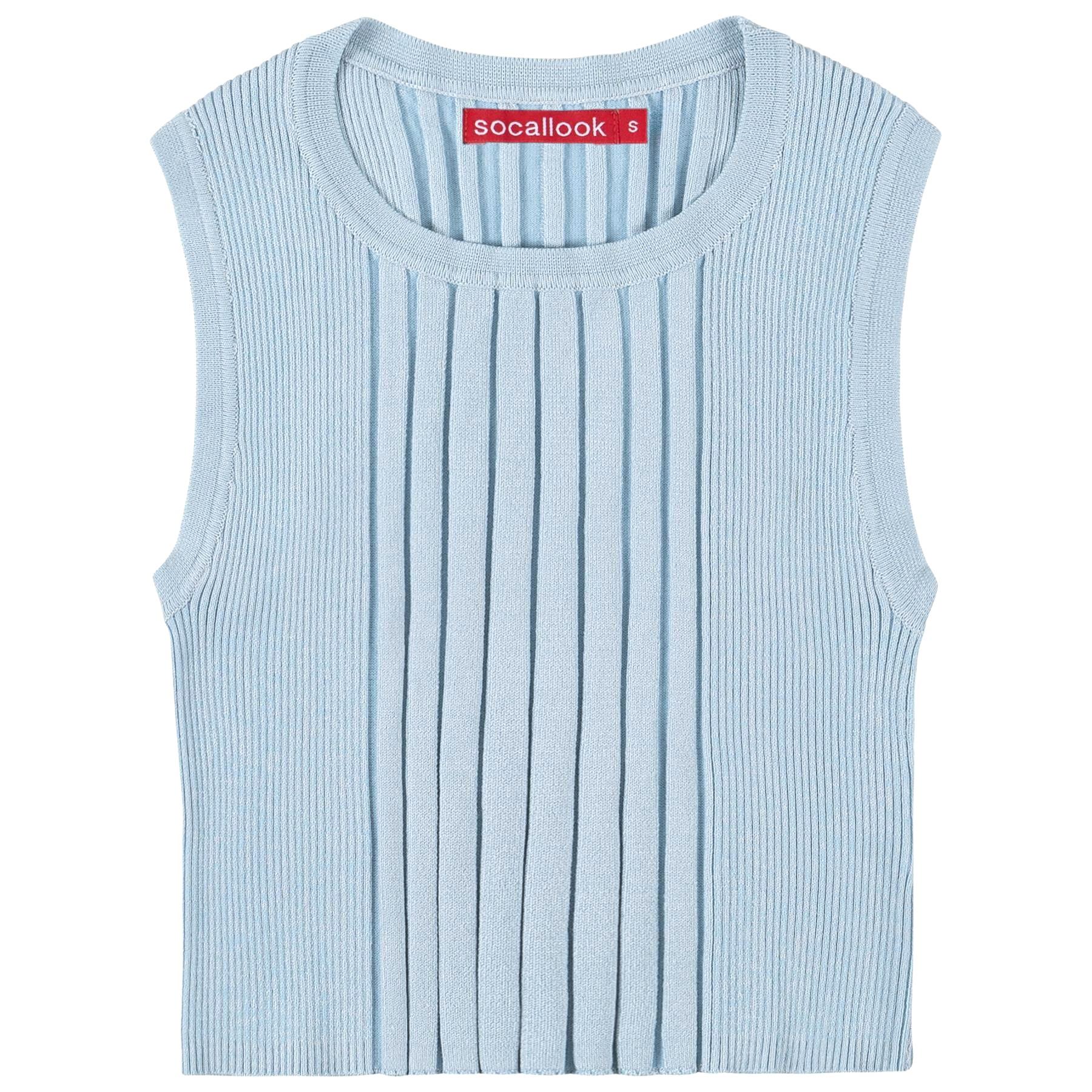 Socal Look Women’s Ribbed Knit Sleeveless Crop Tank Top