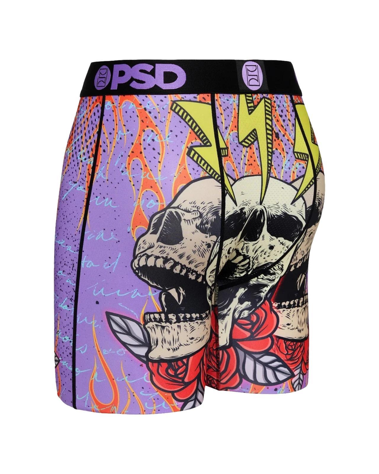 PSD Men's Insane Flaming Bones Boxer Briefs Multi Color