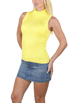 Socal Look Ribbed Women’s Sleeveless Turtleneck Top Y2K Cute