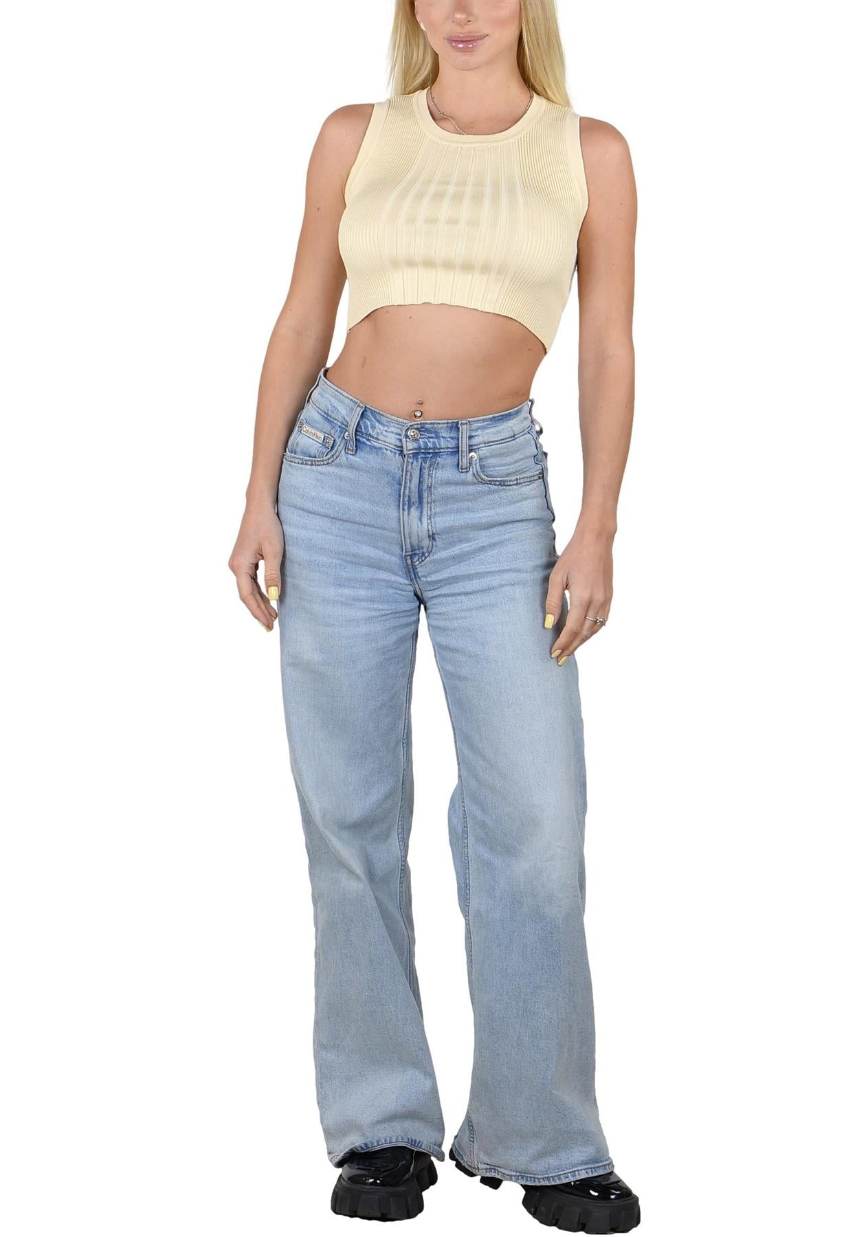 Socal Look Women’s Ribbed Knit Sleeveless Crop Tank Top