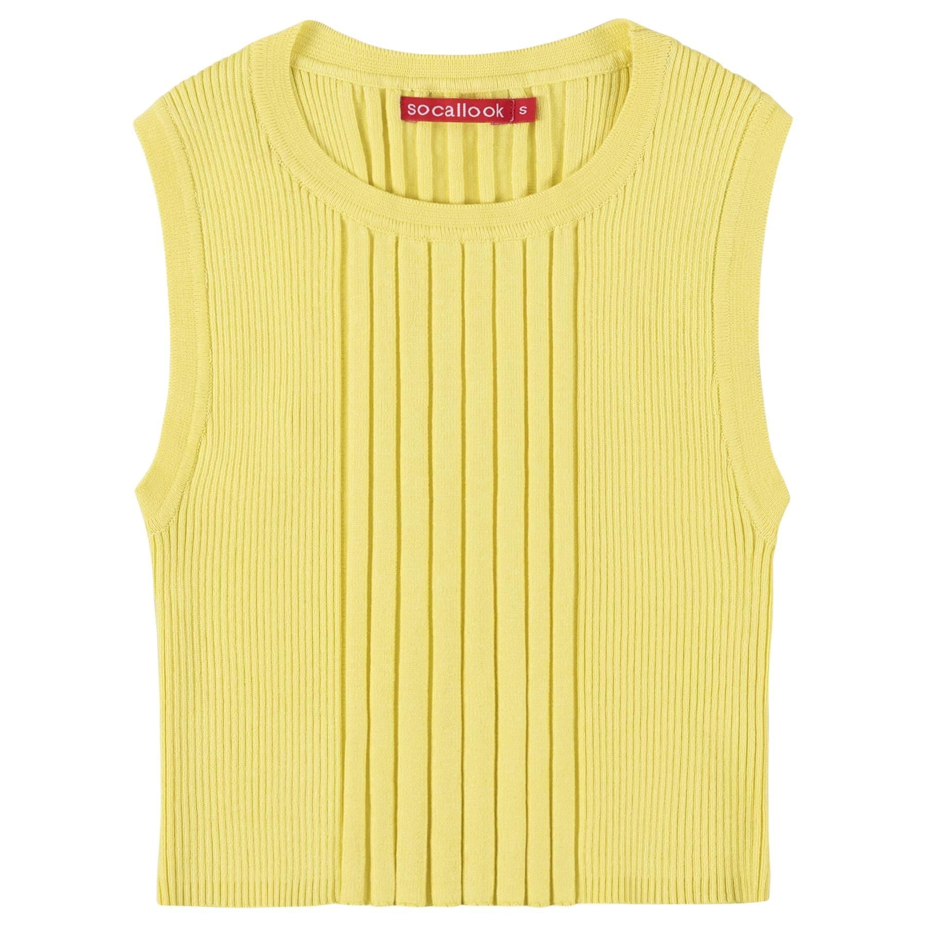 Socal Look Women’s Ribbed Knit Sleeveless Crop Tank Top