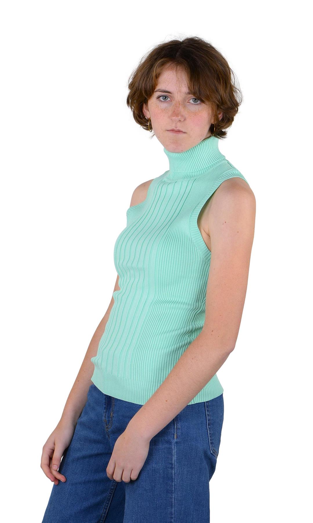 Socal Look Ribbed Women’s Sleeveless Turtleneck Top Y2K Cute