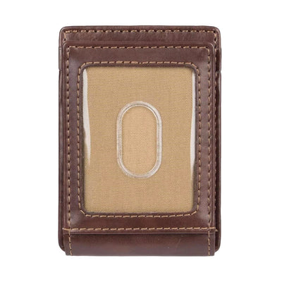 Dockers Men's Leather RFID-Blocking Wide Magnetic Front Pocket Wallet Brown