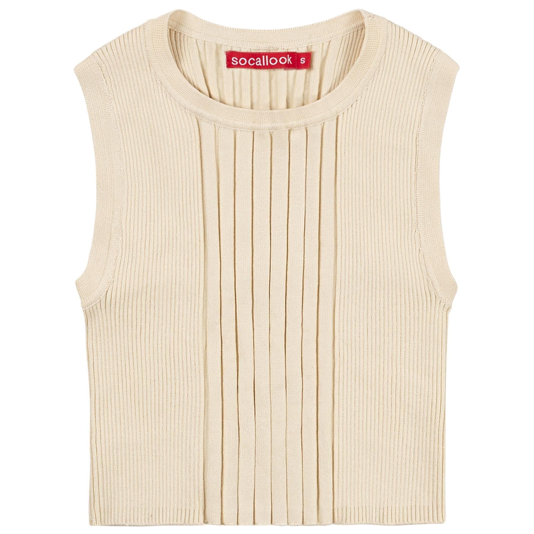 Socal Look Women’s Ribbed Knit Sleeveless Crop Tank Top