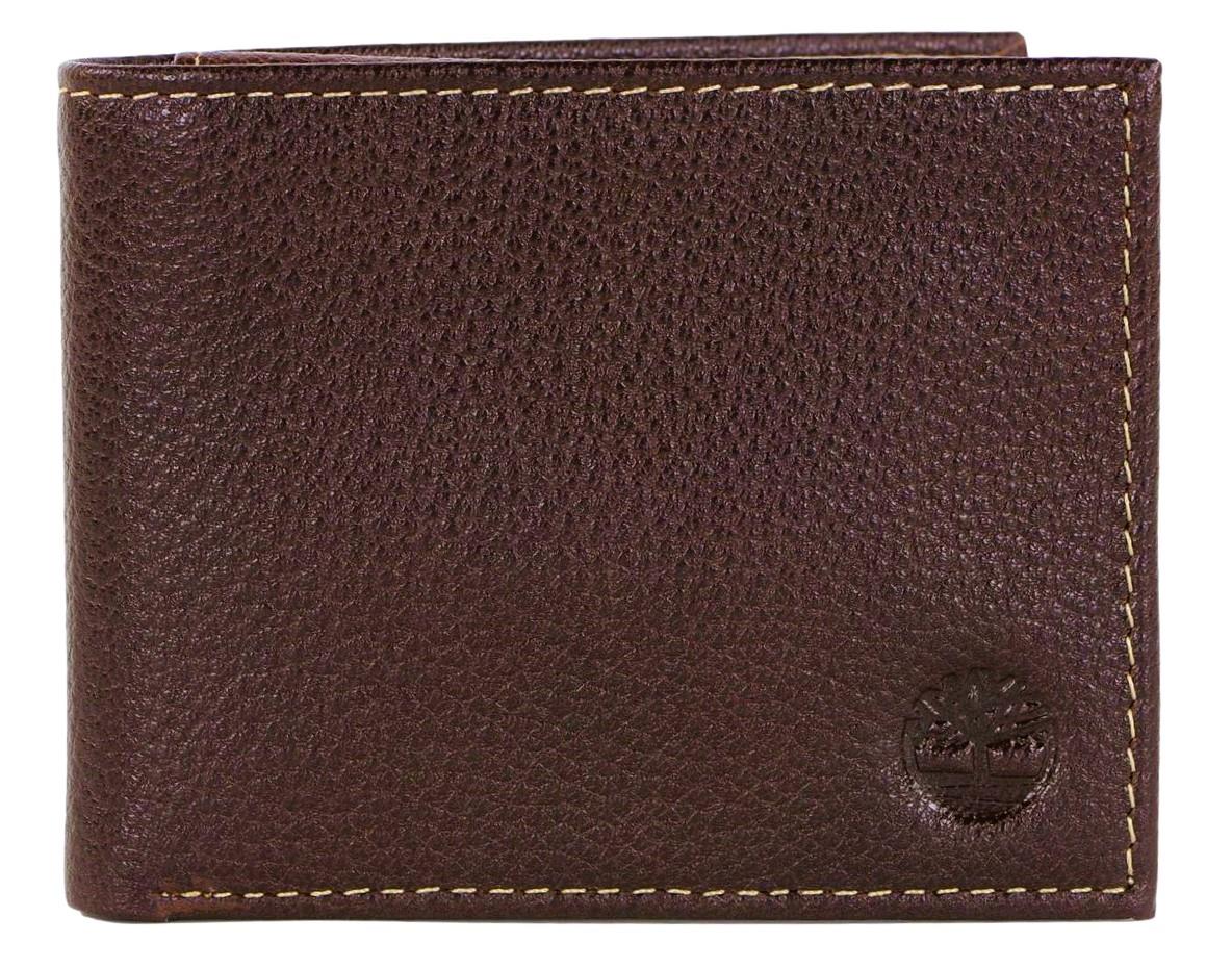 Timberland Men's Genuine Leather Bifold Passcase Wallet with Flip ID Pocket