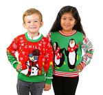 SOCAL LOOK Kids Ugly Christmas Sweater - Red Long Sleeve Unisex Children Festive Cute Chill Snowman Holiday Xmas Pullover for Boys & Girls