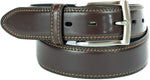 Dockers Men's 1.37 in (35MM) Feather Edge Leather Belt with Stitch Brown