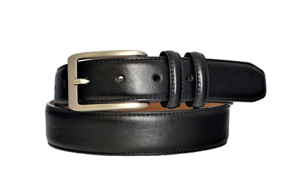 Dockers Men's 1.25 in (32MM) Wide Feather Edge Leather Dress Belt Black