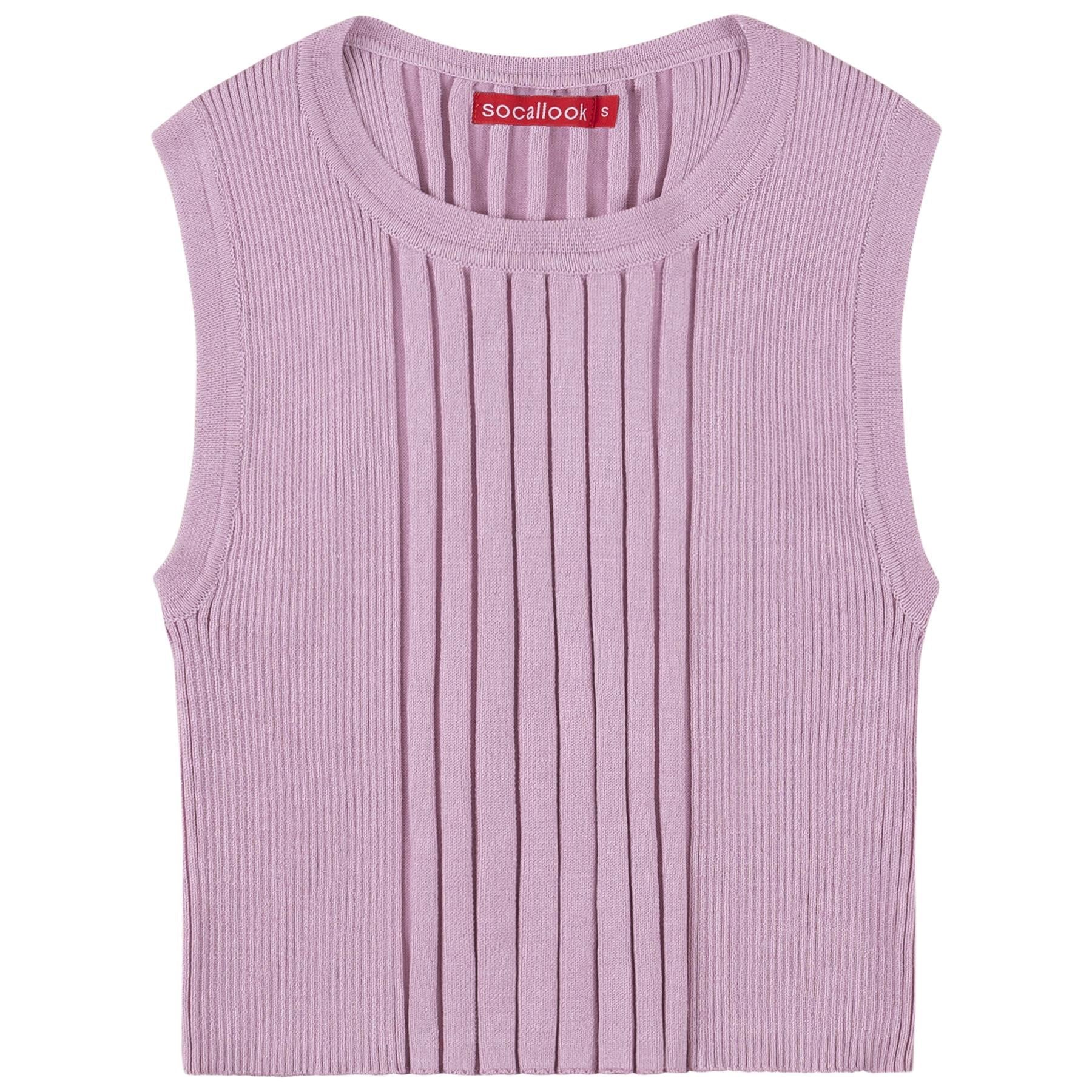 Socal Look Women’s Ribbed Knit Sleeveless Crop Tank Top