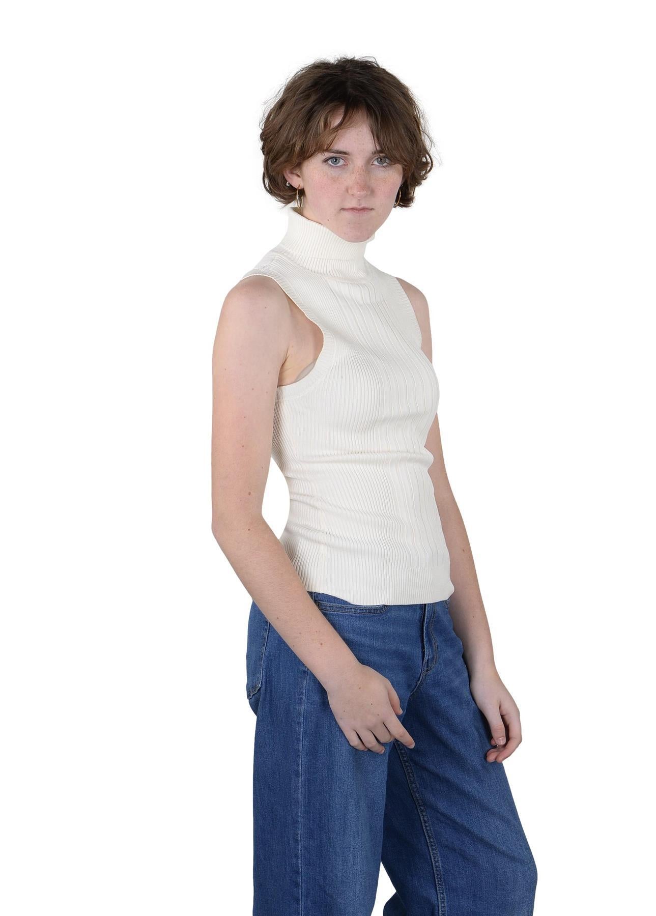 Socal Look Ribbed Women’s Sleeveless Turtleneck Top Y2K Cute