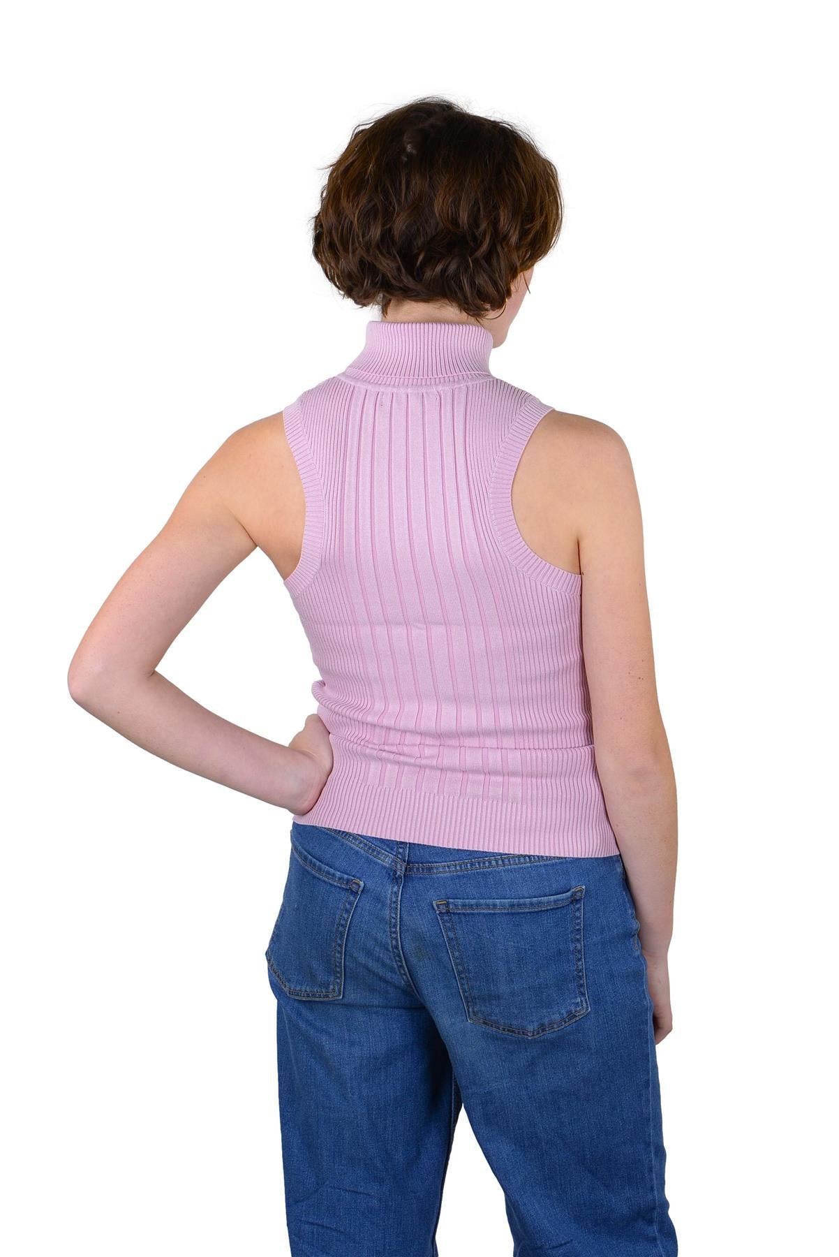 Socal Look Ribbed Women’s Sleeveless Turtleneck Top Y2K Cute