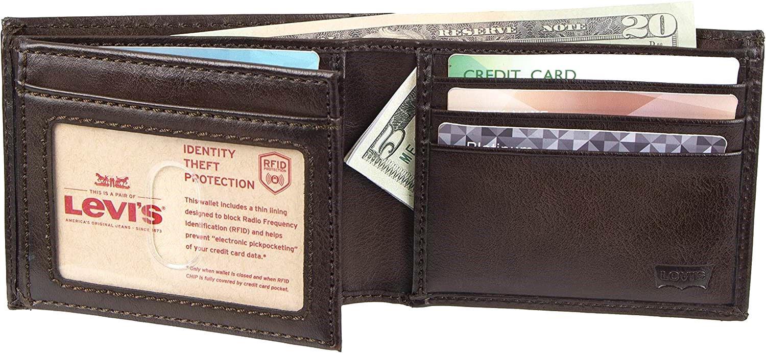 Levi's Men's RFID Bifold Leather Wallet Slim Classic Billfold