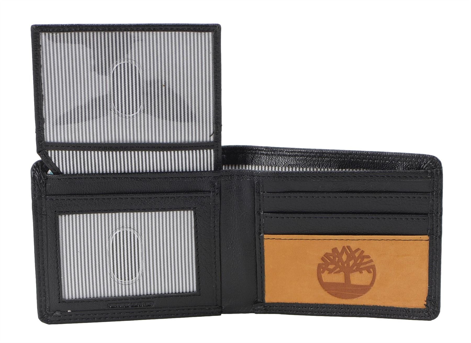 Timberland Men's Genuine Leather Bifold Passcase Wallet with Flip ID Pocket