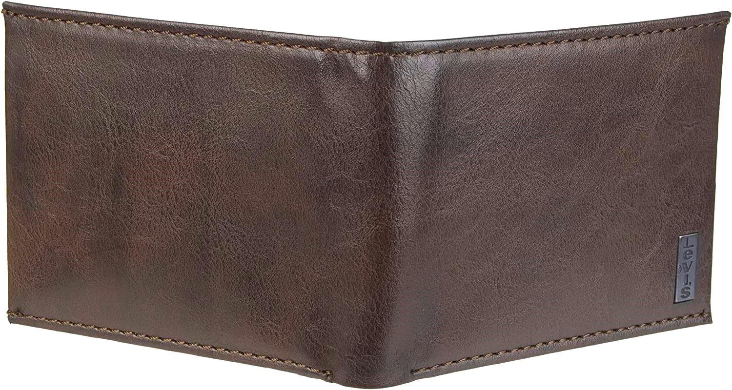 Levi's Men's RFID Bifold Leather Wallet Slim Classic Billfold