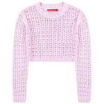 SOCAL LOOK Women’s Crochet Cotton Crop Top Long Sleeve Crew Neck