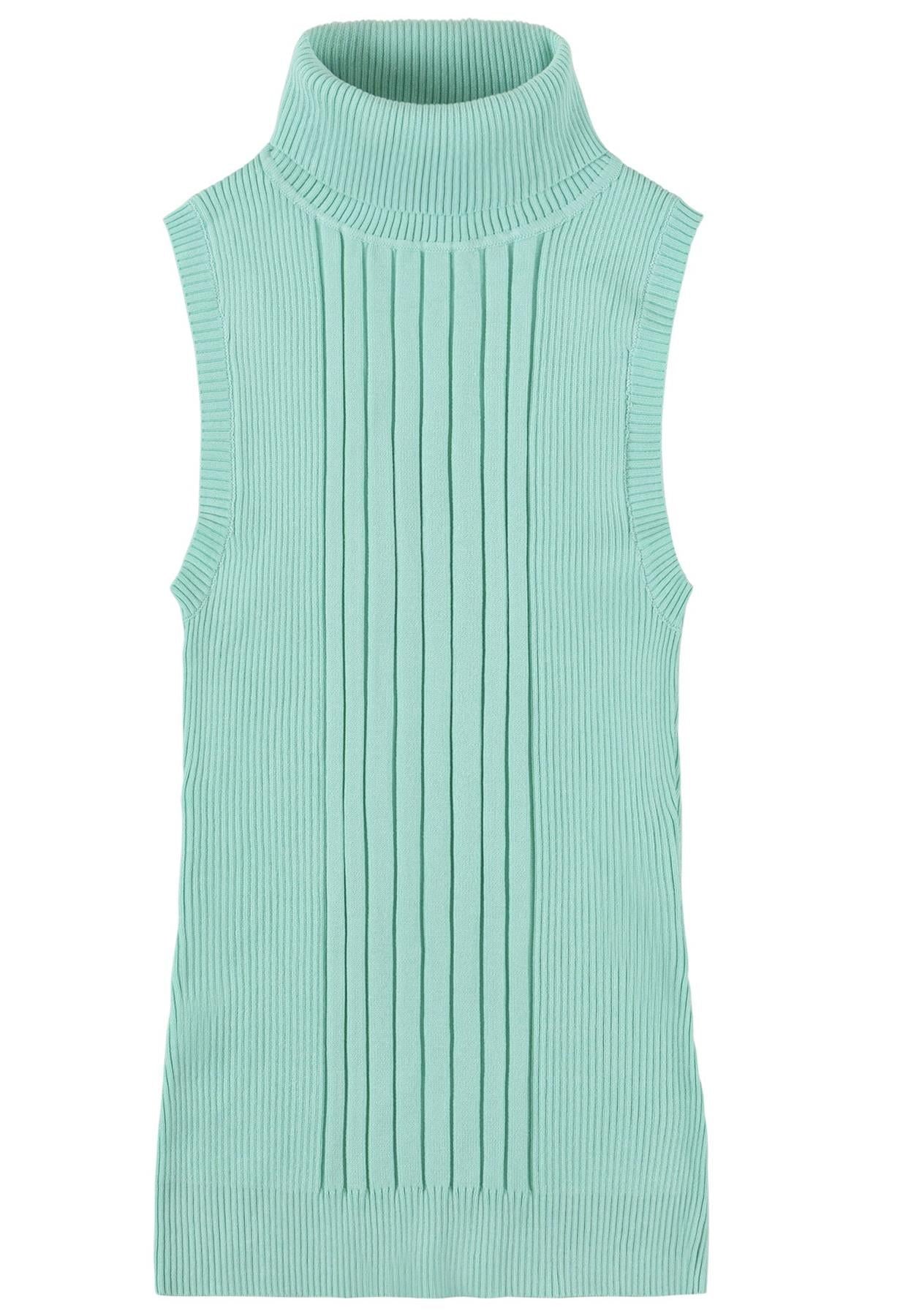 Socal Look Ribbed Women’s Sleeveless Turtleneck Top Y2K Cute