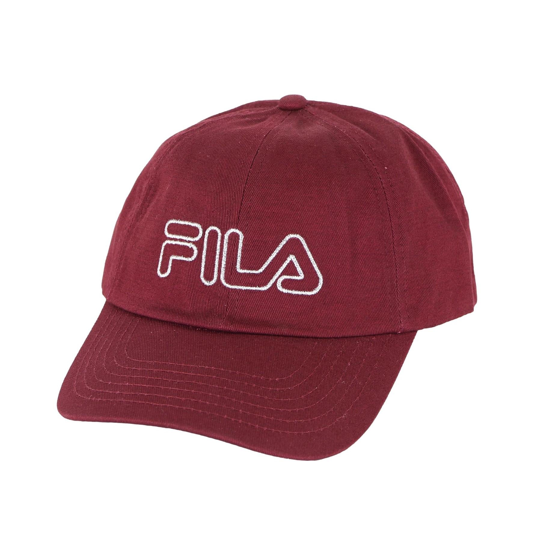 FILA Brick Red Strapback Hat Cap Gold Embroidered Logo Adjustable Unisex
