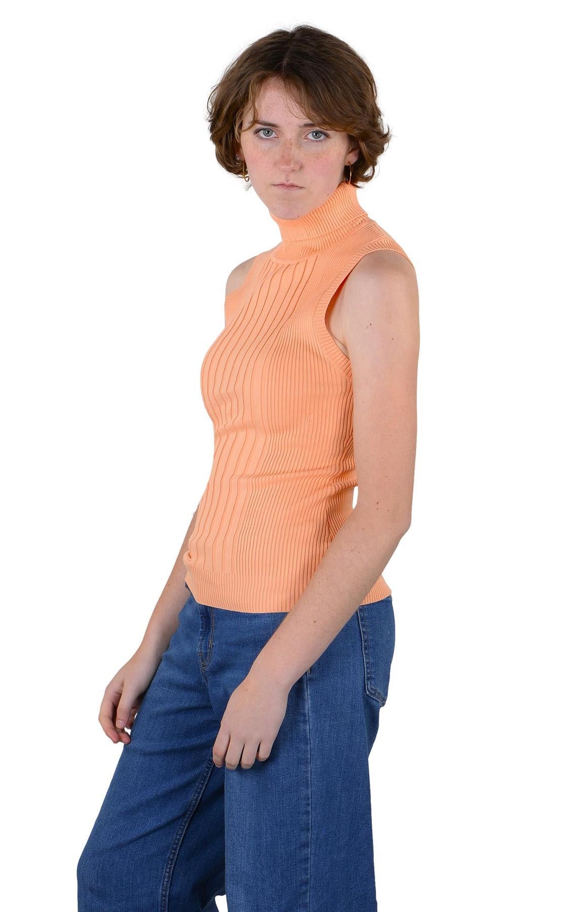 Socal Look Ribbed Women’s Sleeveless Turtleneck Top Y2K Cute