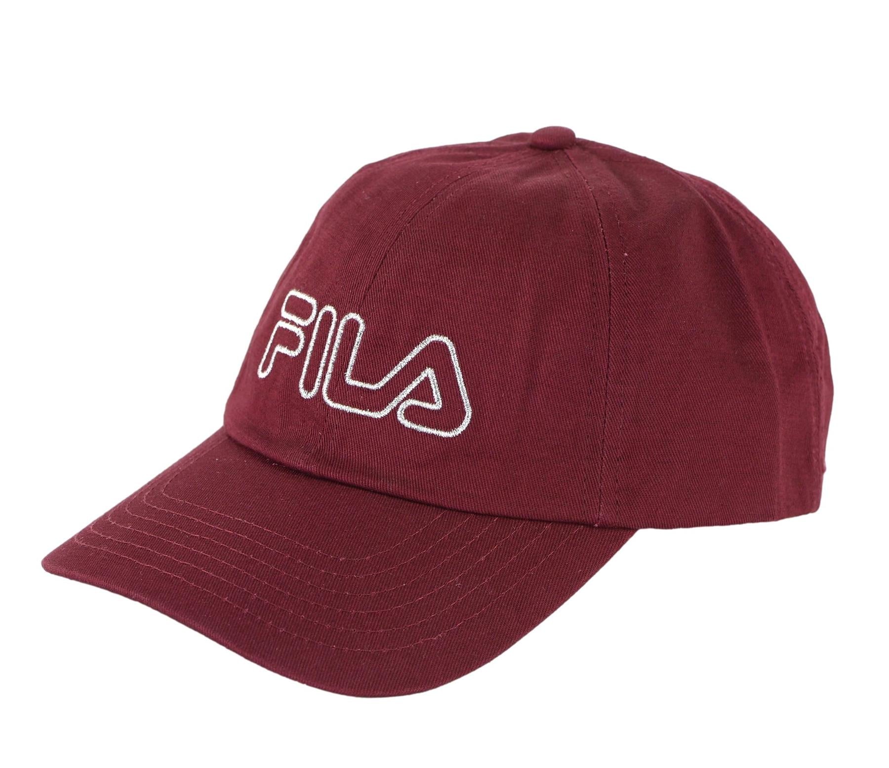 FILA Brick Red Strapback Hat Cap Gold Embroidered Logo Adjustable Unisex