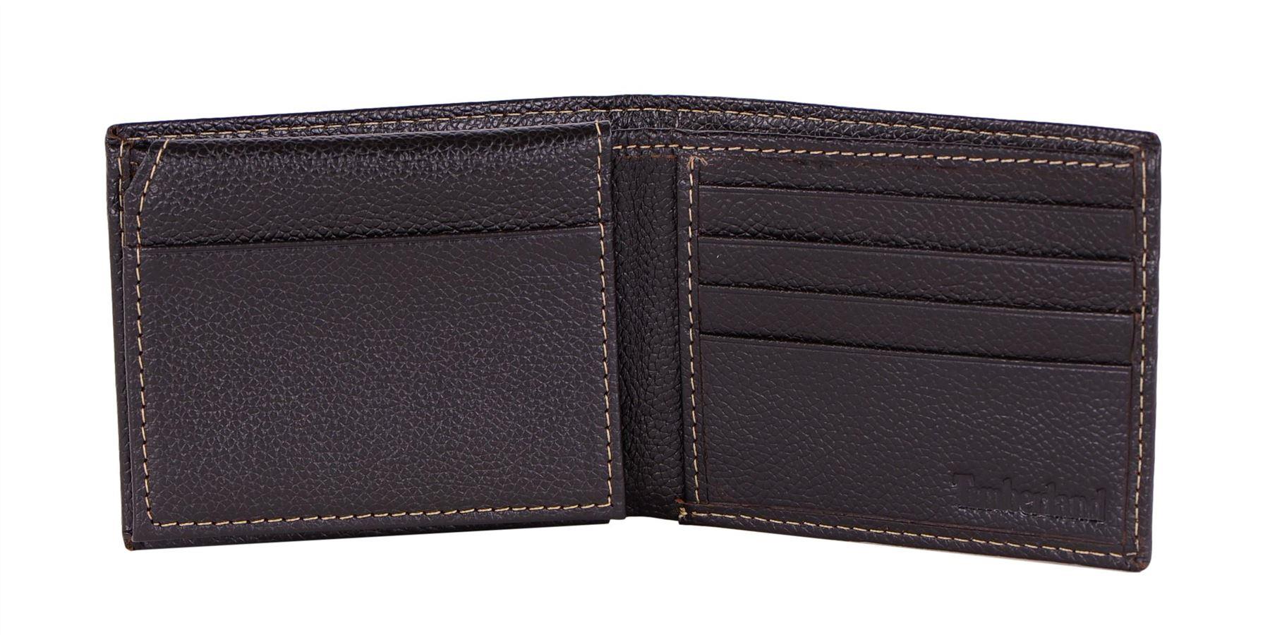 Timberland Men's Genuine Leather Bifold Passcase Wallet with Flip ID Pocket