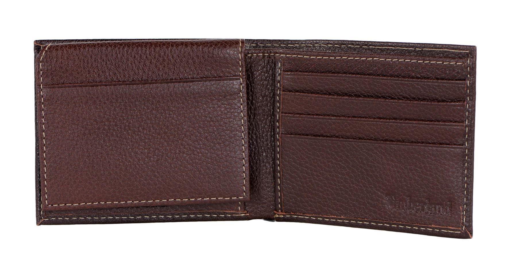 Timberland Men's Genuine Leather Bifold Passcase Wallet with Flip ID Pocket