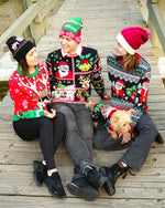 SOCAL LOOK Youth Ugly Christmas Sweater, Multicolor Long Sleeve Unisex Teen Festive Cute Santa Holiday Xmas Pullover for Big Boys and Girls
