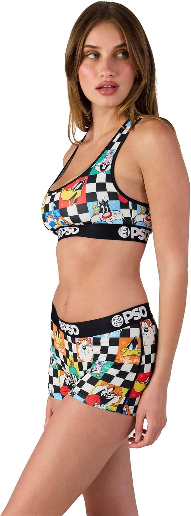 PSD Women Boy Shorts - LT Check Full Coverage Stretch Underwear
