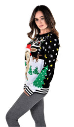 SOCAL LOOK Ugly Christmas Sweater for Teens, Multicolor Long Sleeve Unisex Youth Cute Rudolph Holiday Xmas Pullover for Big Boys and Girls