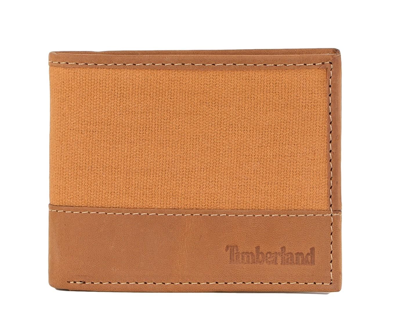 Timberland Men's Genuine Leather Bifold Passcase Wallet with Flip ID Pocket