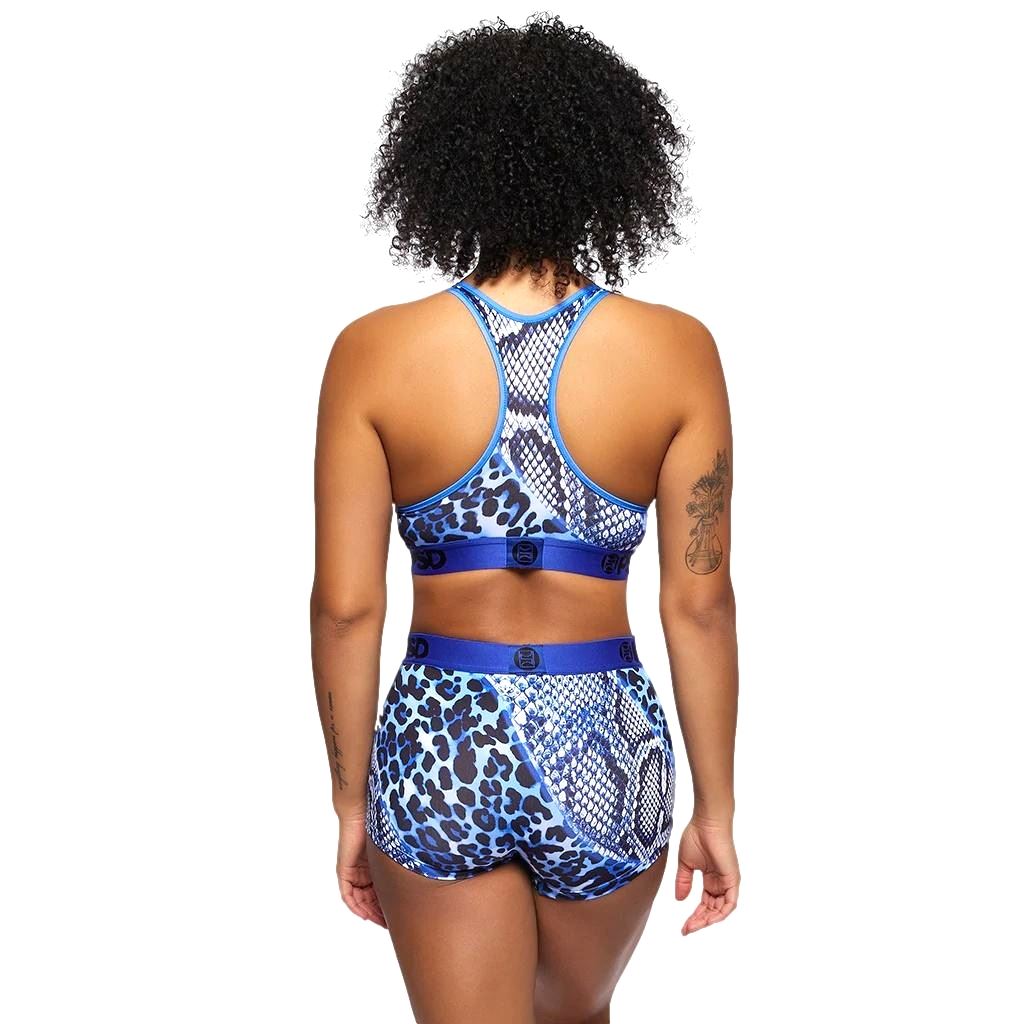 PSD Womens Spliced Skins Blue Sports Bra Blue