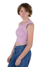 Socal Look Women’s Ribbed Knit Sleeveless Crop Tank Top