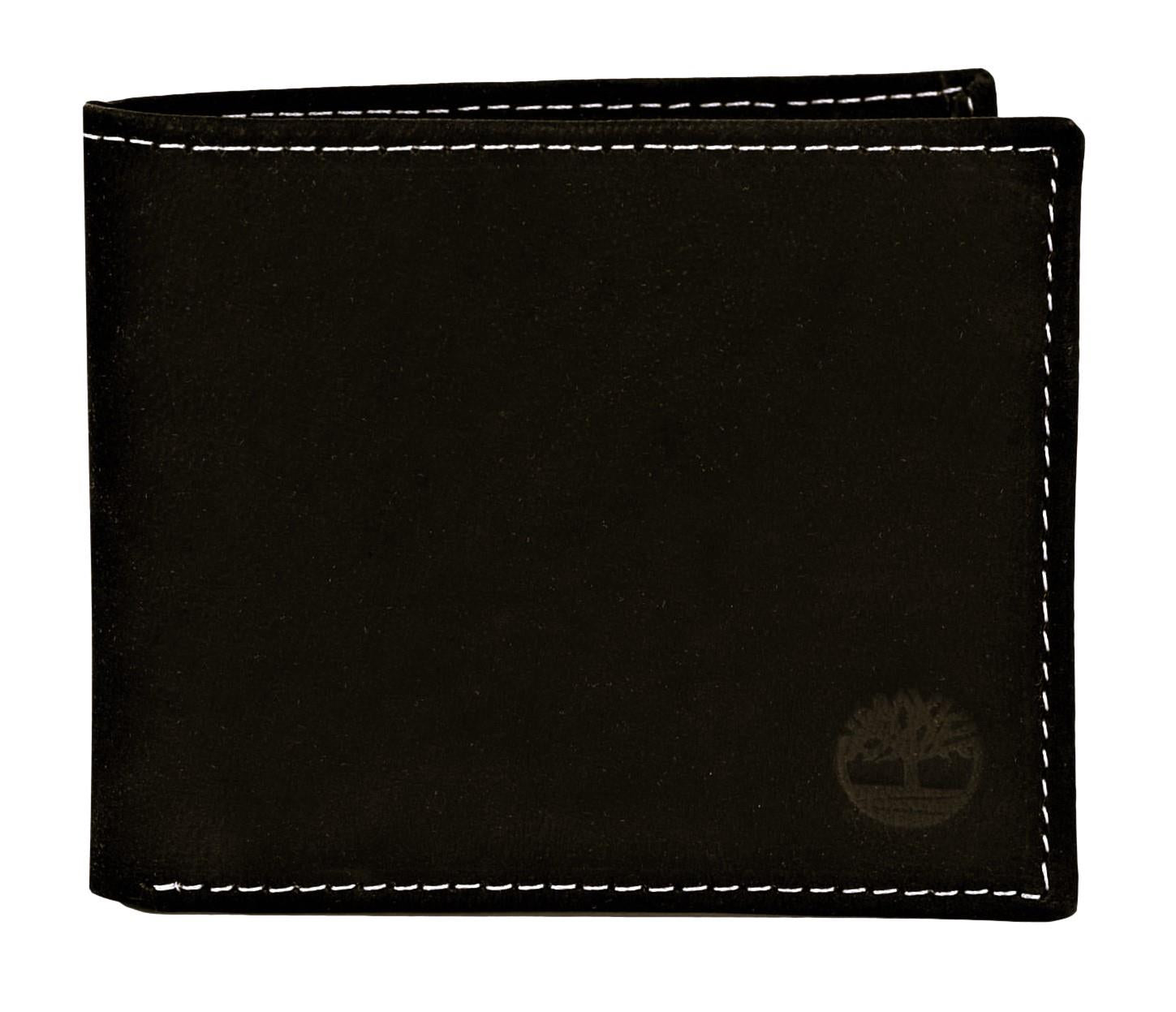 Timberland Men's Genuine Leather Bifold Passcase Wallet with Flip ID Pocket