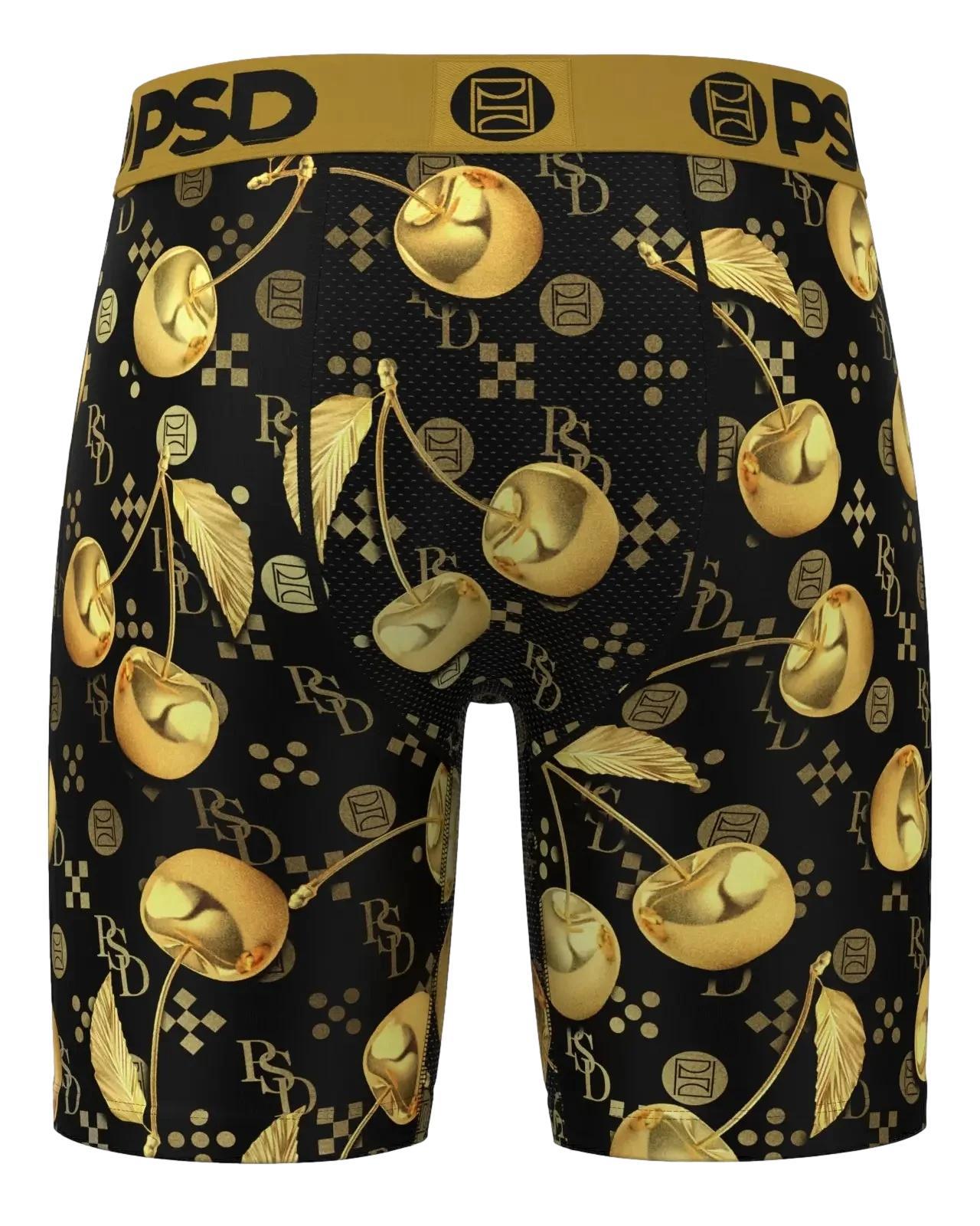 PSD Men's Golden Cherries Boxer Briefs - Breathable and Supportive Underwear