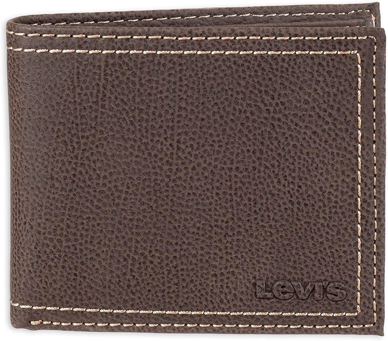 Levi's Men's RFID Bifold Leather Wallet Slim Classic Billfold