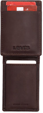 Levi's Men's RFID Magnetic Front Pocket Card Case  Slim Wallet Brown