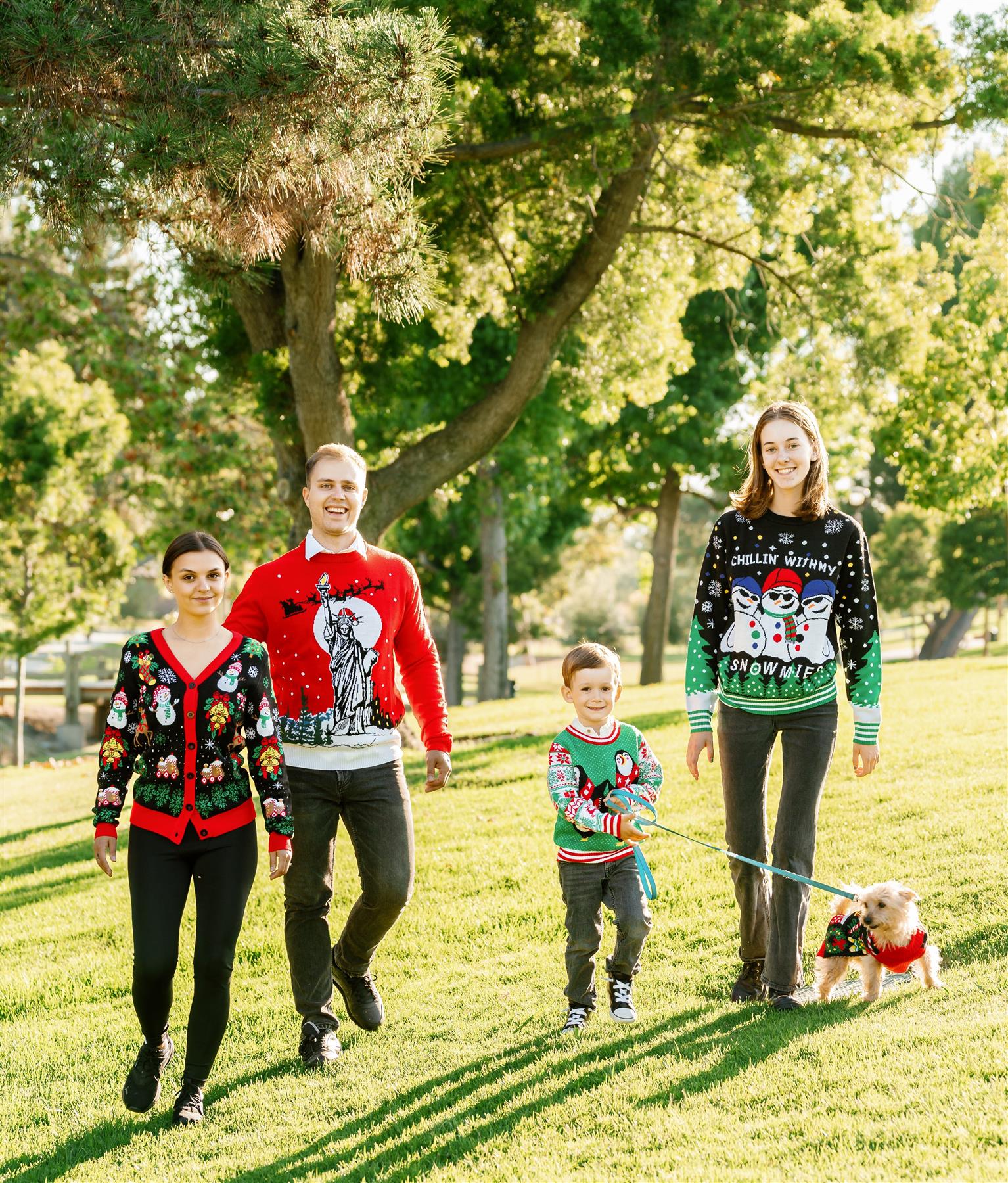 SOCAL LOOK Kids Ugly Christmas Sweater - Green Long Sleeve Unisex Children Cute Penguin Holiday Xmas Pullover for Boys & Girls