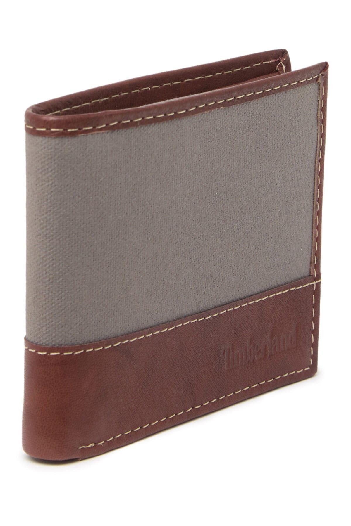 Timberland Men's Genuine Leather Bifold Passcase Wallet with Flip ID Pocket