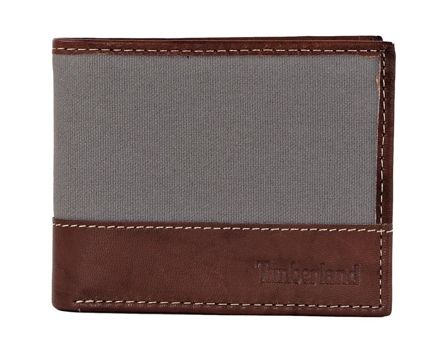 Timberland Men's Genuine Leather Bifold Passcase Wallet with Flip ID Pocket