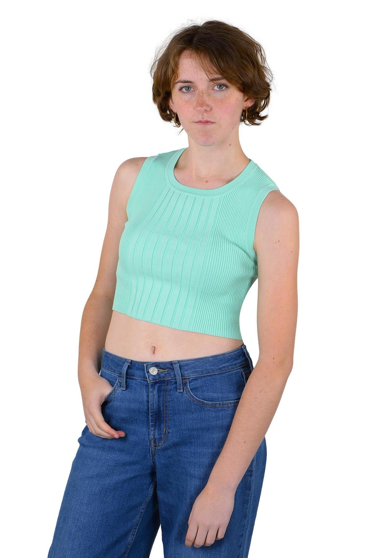 Socal Look Women’s Ribbed Knit Sleeveless Crop Tank Top