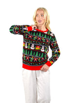 SOCAL LOOK Youth Ugly Christmas Sweater, Multicolor Long Sleeve Unisex Teen Cute Snowman Holiday Xmas Pullover for Big Boys & Girls