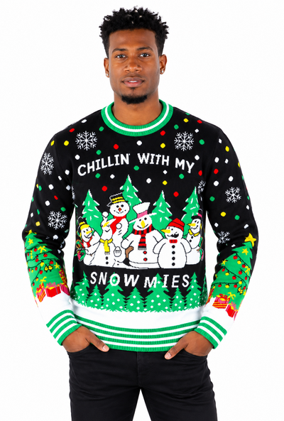 Socal Look Men's Ugly Christmas Sweater, Long Sleeve Crew Neck Acrylic Holiday Pullover